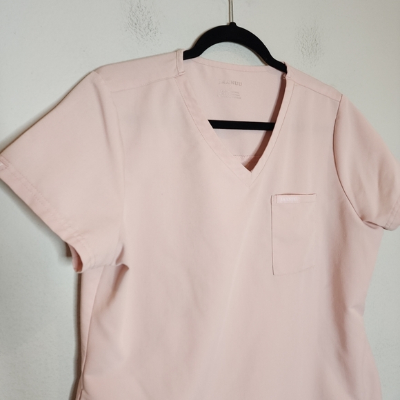 JAANUU 3-pocket V-Neck Pink Scrub Top women's size Large. - Picture 11 of 16